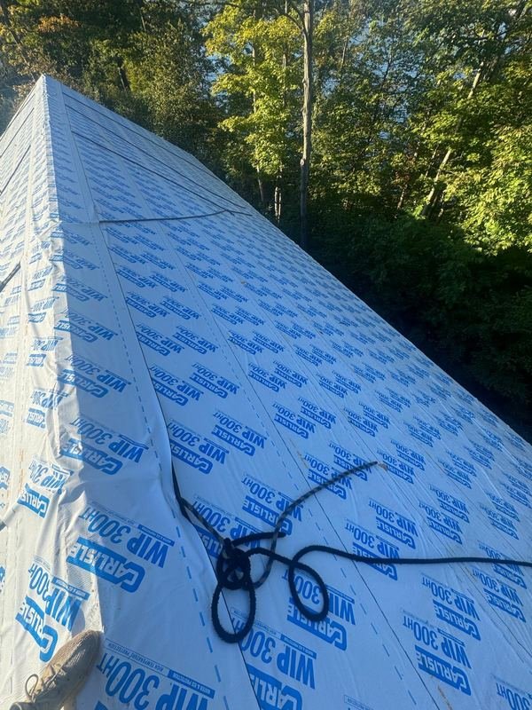 Synthetic underlayment on a steep roof
