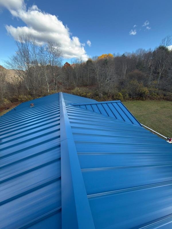 Standing seam metal roof from above