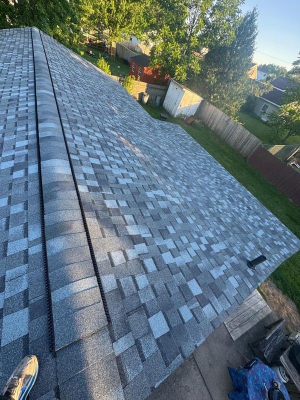 New shingle roof at golden hour